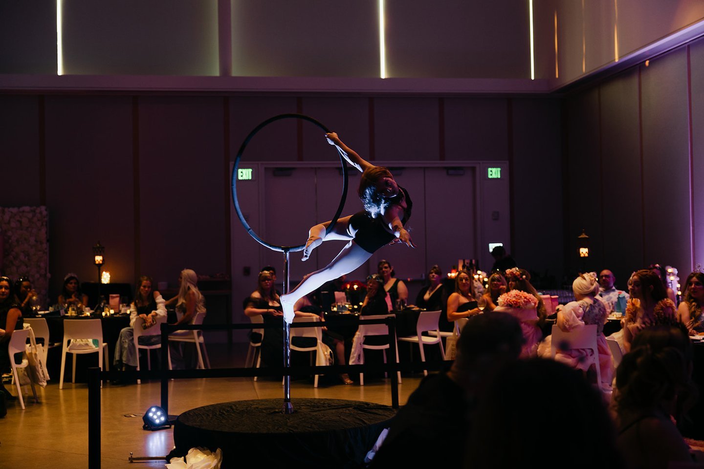 Aerial performance and guests at an Astraea Fantasy Events gathering